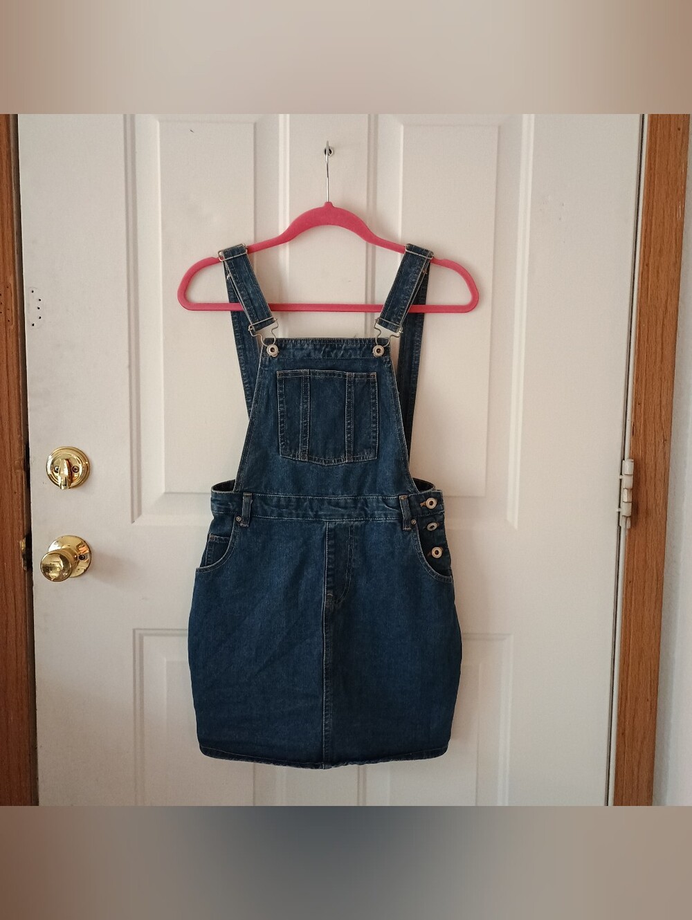 Boohoo Blue Denim Pinafore Skirt Dress